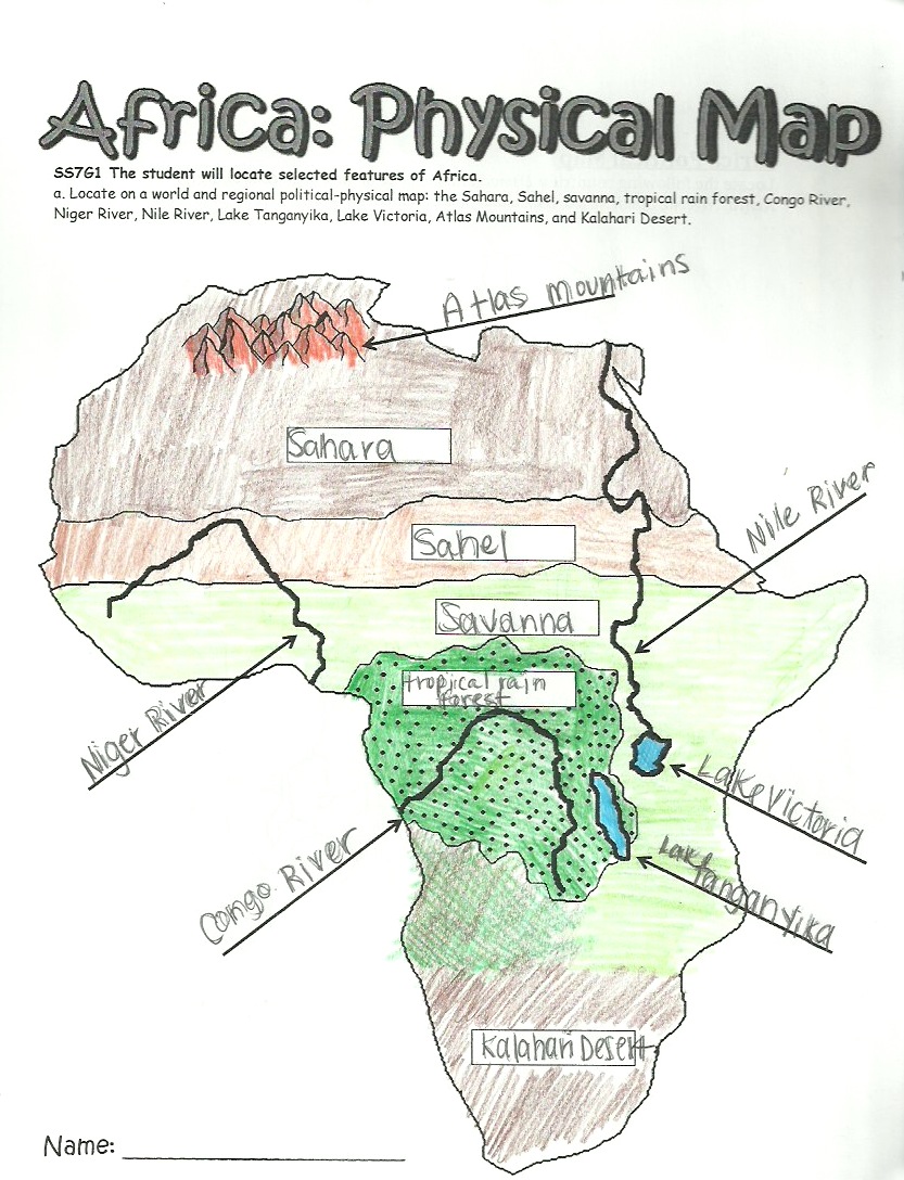 Children S Physical Map Of Africa Cosmographics Ltd