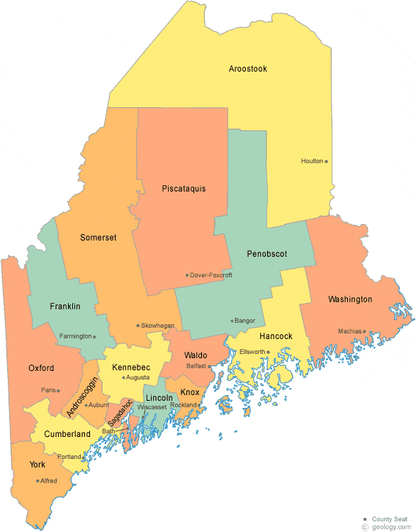 County Map Of Maine