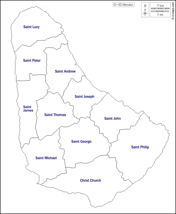 Map Barbados Parishes Share Map