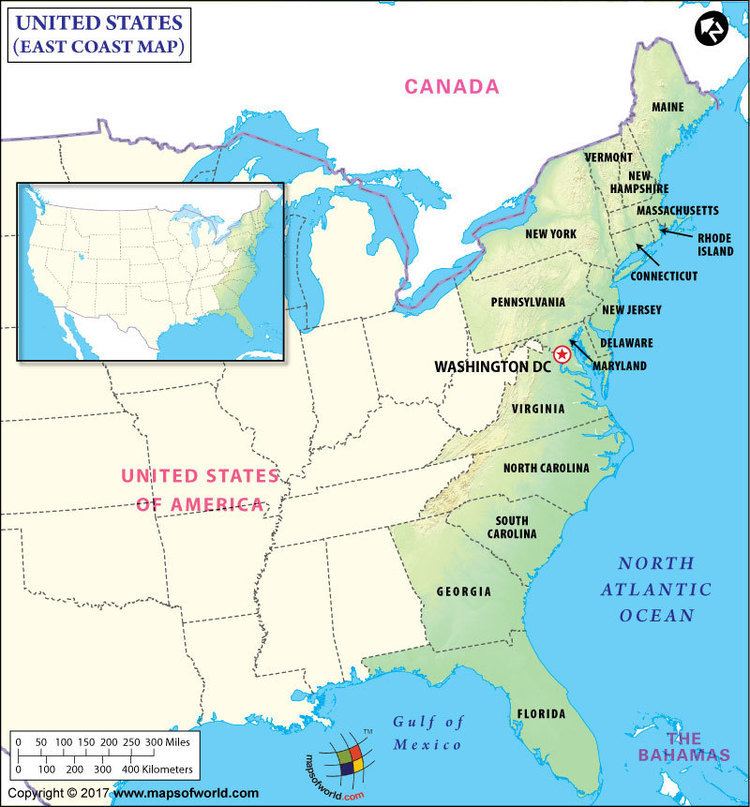 Map Of East Coast Usa