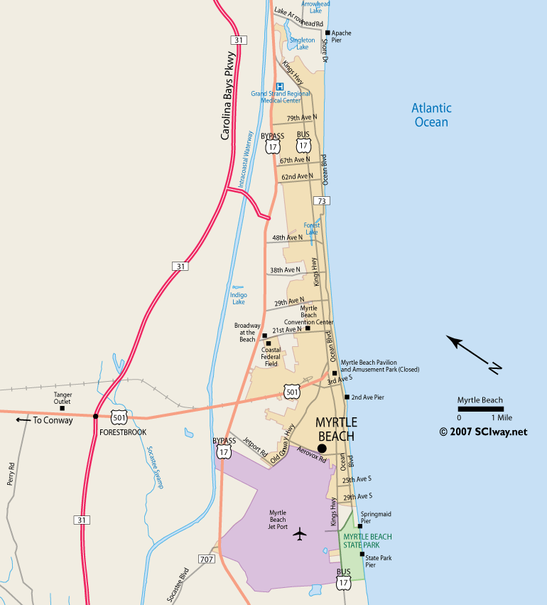 Map Of Myrtle Beach South Carolina