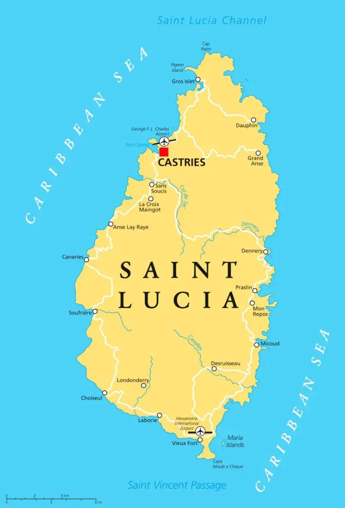 Map Of St Lucia Airports Washington State Map