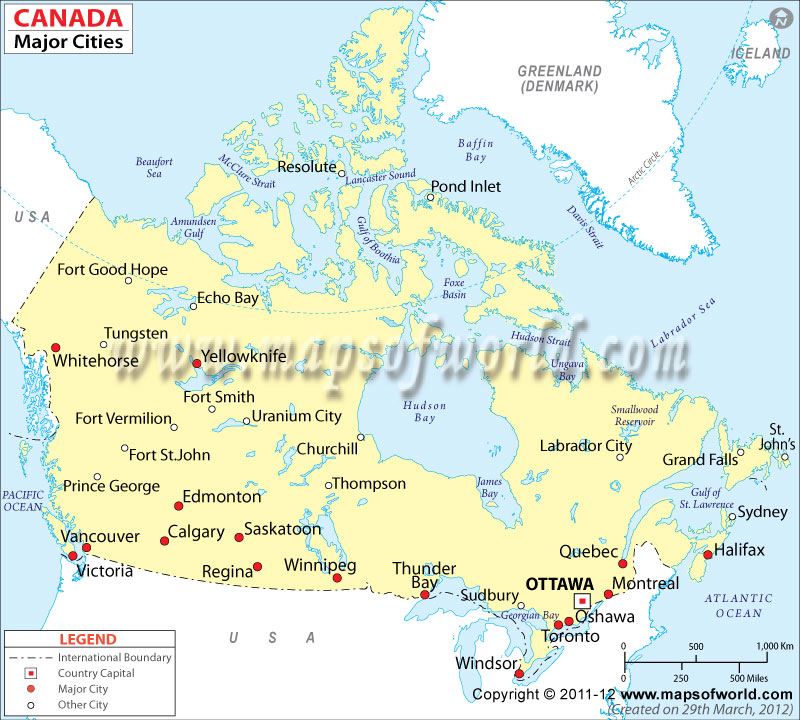 Map Of Us And Canada With Major Cities Map