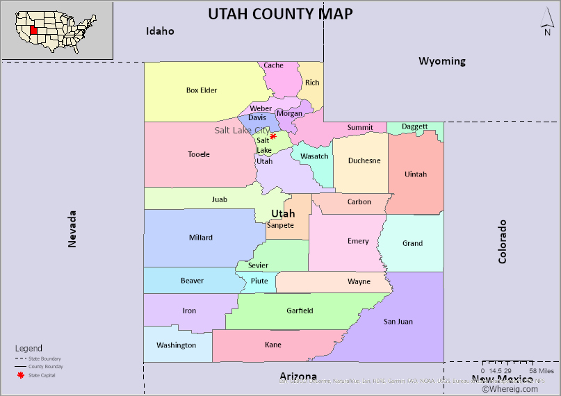 Map Of Utah Counties