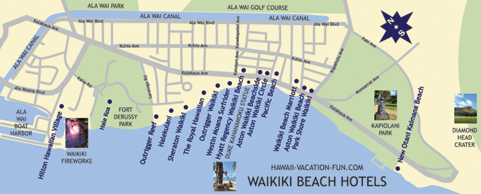 Map Of Waikiki Beachfront Hotels