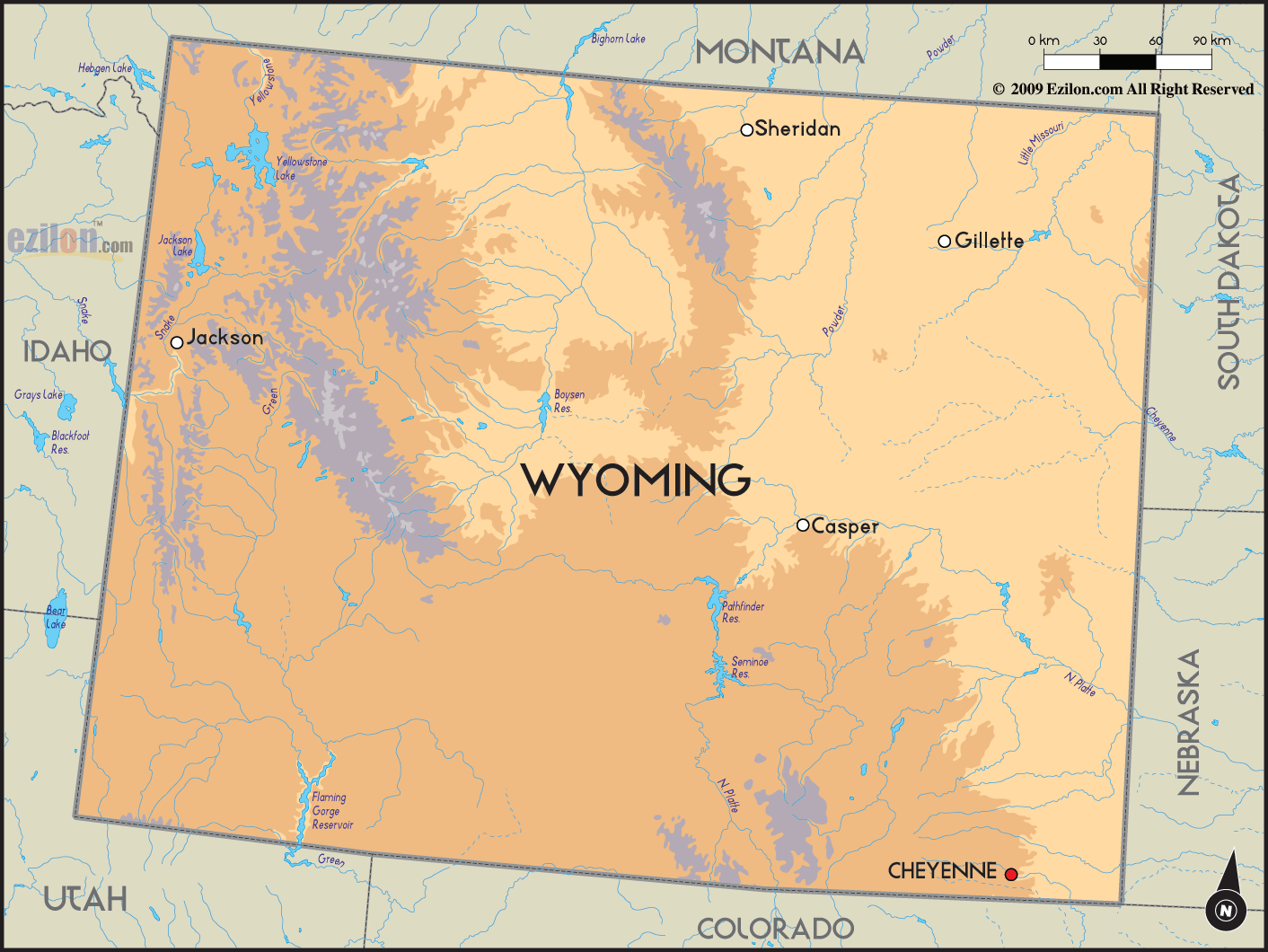 Map Of Wyoming State Usa Ezilon Maps