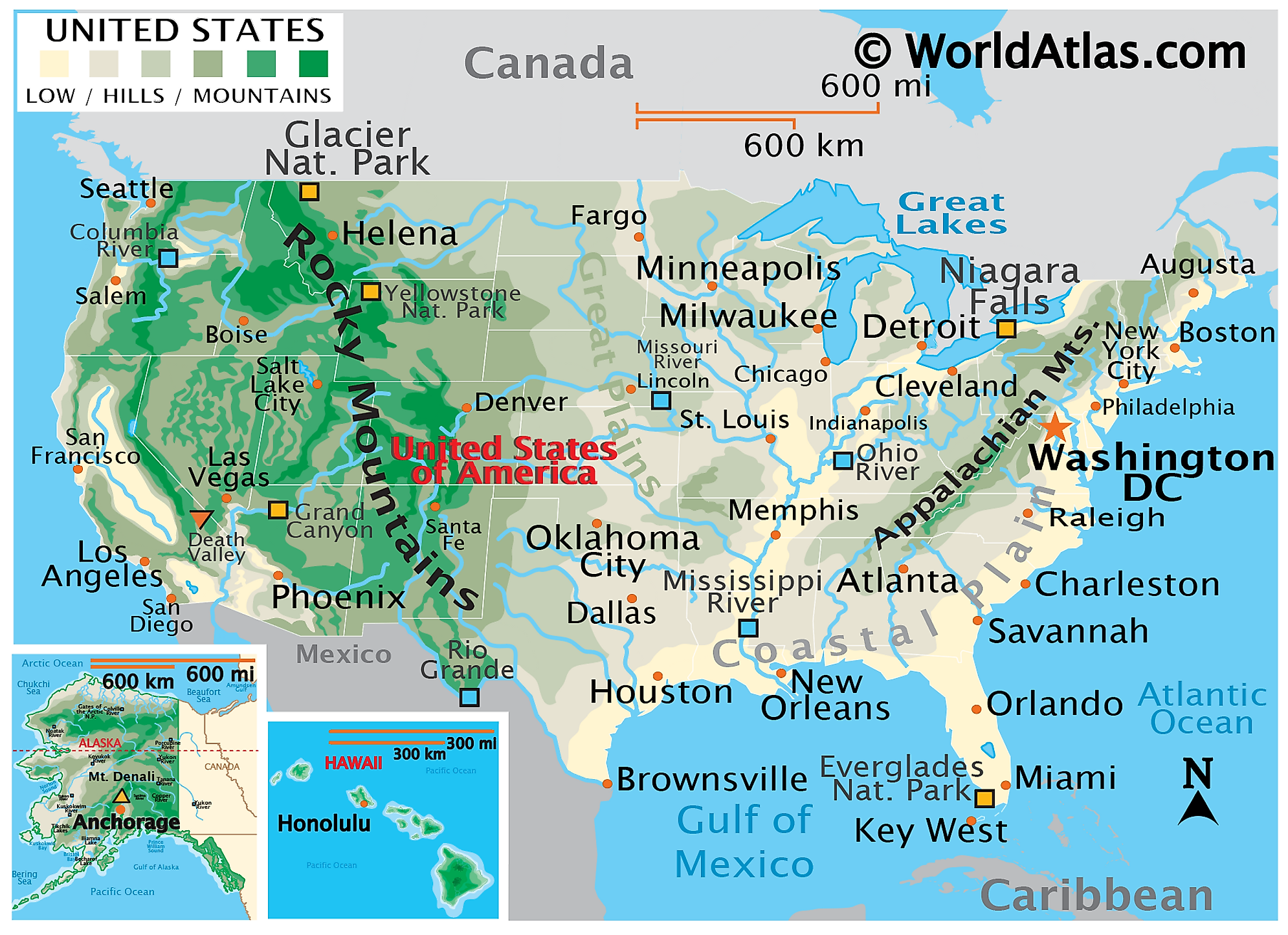 Physical Maps Of Usa Miles Khalil