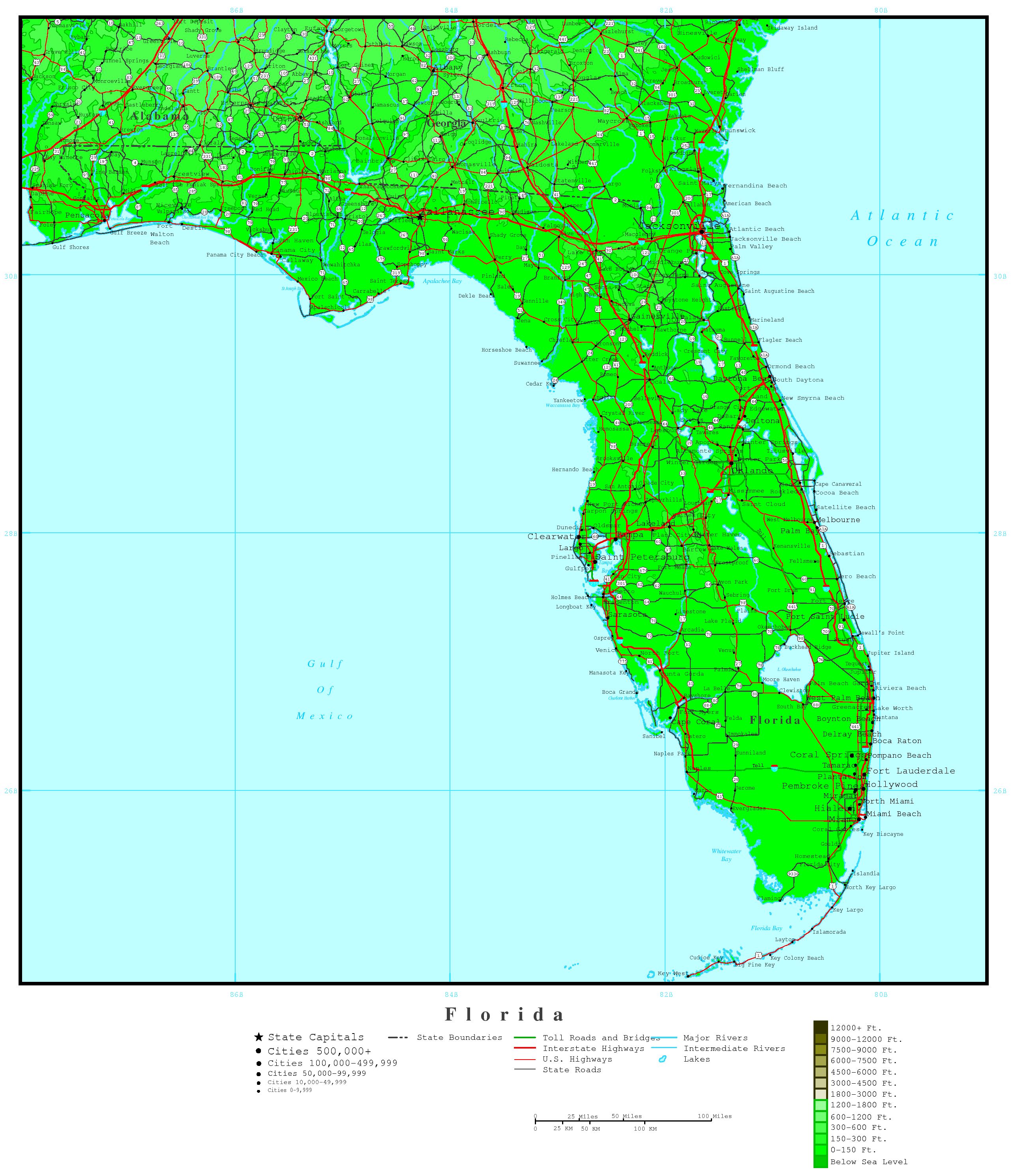 State Of Florida Elevation Map