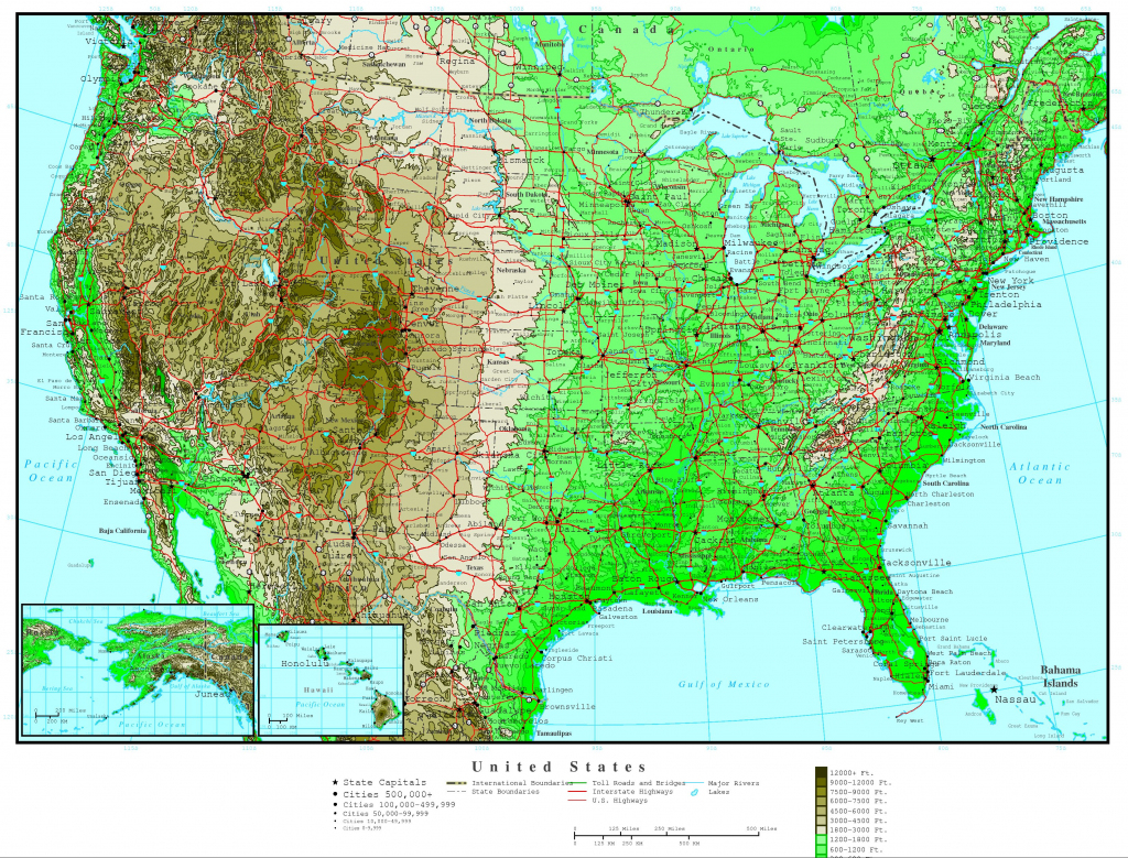 Usa Toporaphical Map Detailed Large Scale Free Topo United States